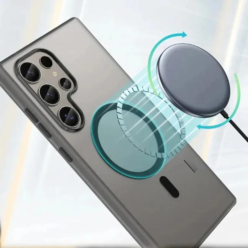Для Magsafe Матовые Конфетные Чехлы для Телефона с Ремешком на Запястье Для Samsung Galaxy S25 S24 Ultra Plus S24 FE Шнурок Магнитный Ударопрочный Чехол