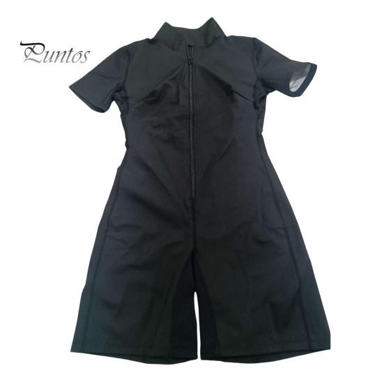 Спортивный компрессионный компрессионный компрессионный компрессионный компрессионный компрессионный комбинезон с застежкой-молнией и воротником-стойкой, спортивный костюм с короткими рукавами для сжигания калорий, спортивный костюм для тренировок с высокой эластичной талией