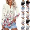 Women's Fashion Puff Sleeves Pleated V Neck Floral Print T-Shirt Tunic Top
