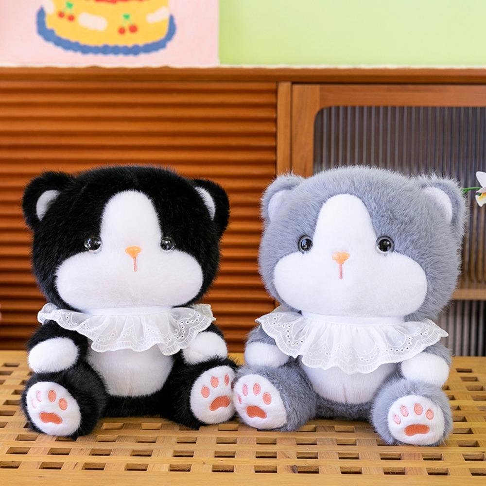 Fluffy Cat Plush Doll Lace Scarf Cat Stuffed Toy Kawaii Cat Baby Doll  Birthday
