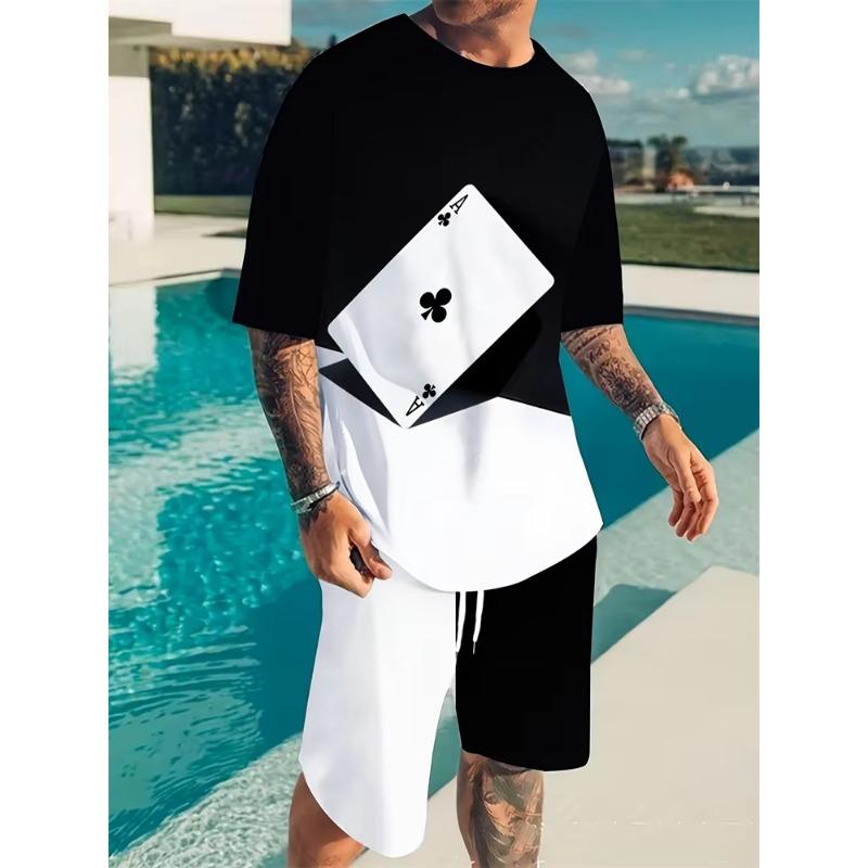 Гавайская мужская футболка с коротким рукавом и пляжные брюки, летний повседневный мужской костюм, футболки для улицы, мужские спортивные шорты