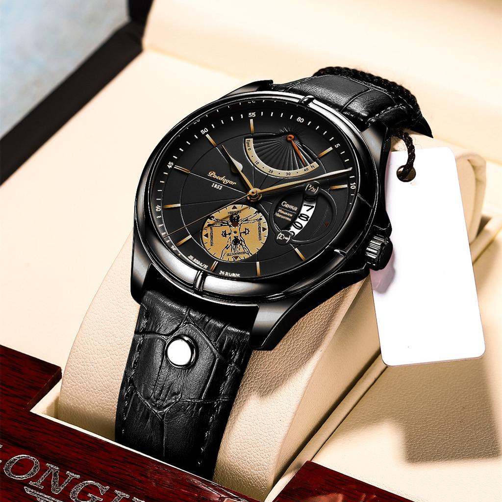 POEDAGAR Новые роскошные мужские часы высшего бренда, мужские водонепроницаемые деловые мужские кварцевые часы