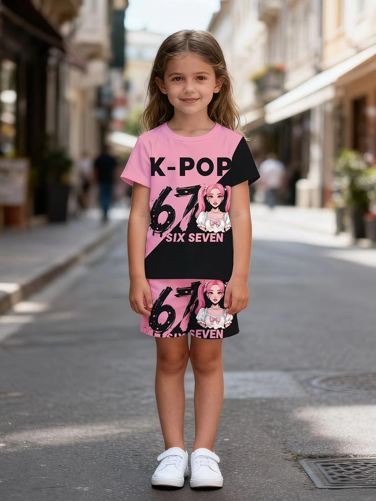 New summer collection of *Six Seven 67* casual and cute everyday children's set, suitable for children Back-to-School Gift