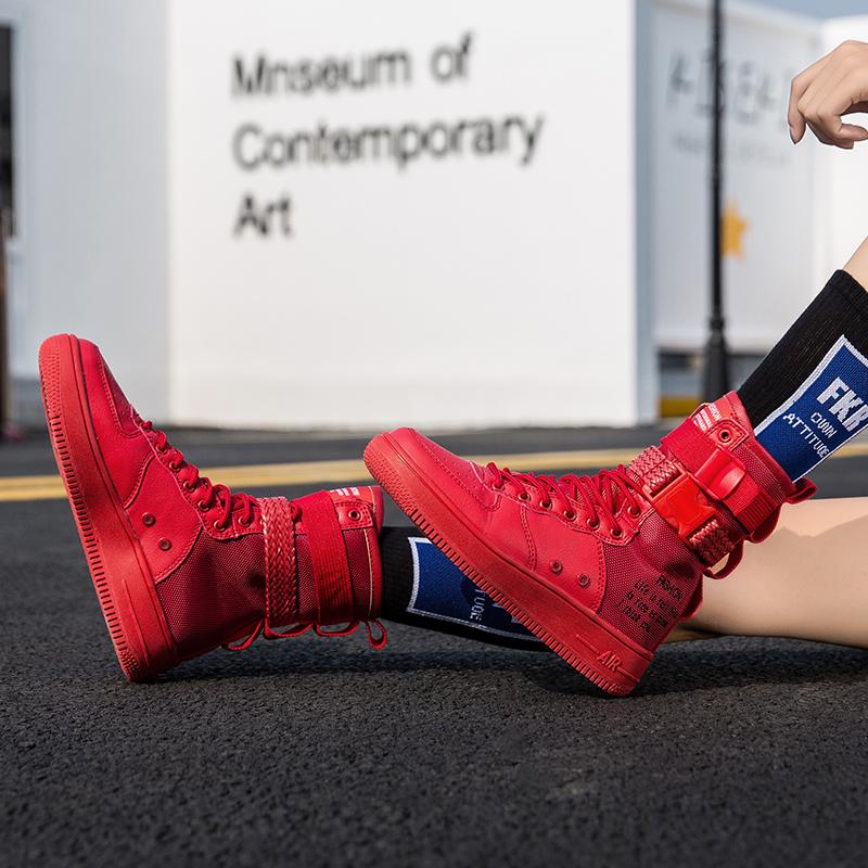 High Top Buckle Lovers Breathable Casual Sneakers Zapatillas Personality Street Style Couple Shoes