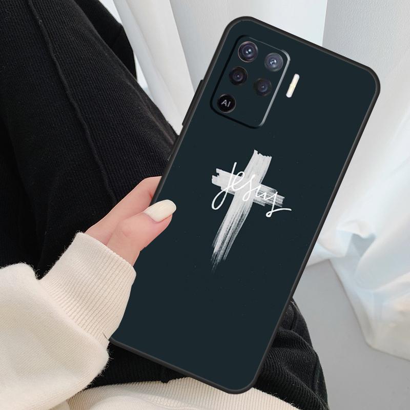 Христос Иисус Библейский стих Крест Чехол Для Oppo A40 A60 A80 A5 Pro A15 A16 A17 A57 A77 A94 A74 A54 A76 A96 A18 A38 A58 A78 A98