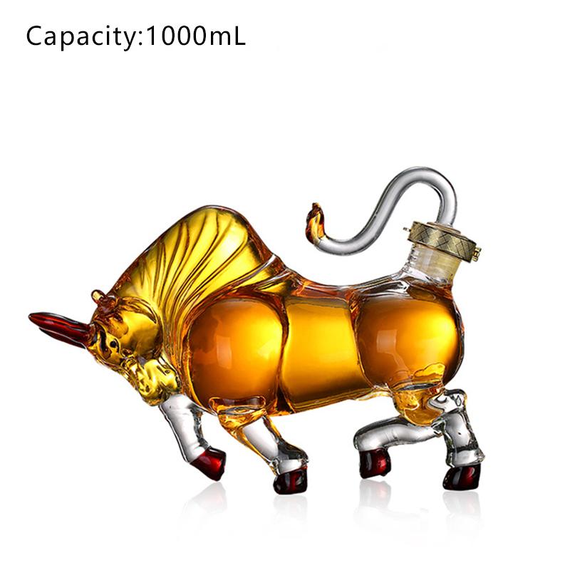 1000 мл Стекло для скота Бутылка для вина Фруктовый сок Виски Боросиликатное Животное Искусство и ремесла Орнамент Украшение для бара Подарок