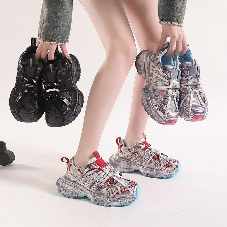 Кожаная версия~ кроссовки на толстой подошве с эффектом увеличения роста, в стиле «папины кроссовки-пауки», новинка 2025 года, универсальные, модные, повседневные спортивные туфли