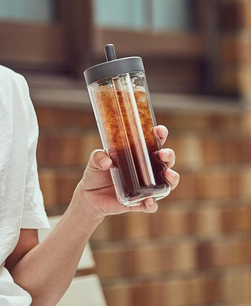 Kinto Too Go Bottle 480ml Yellow with Straw Lightweight Water Bottle Dishwasher Safe Double Structure 20072