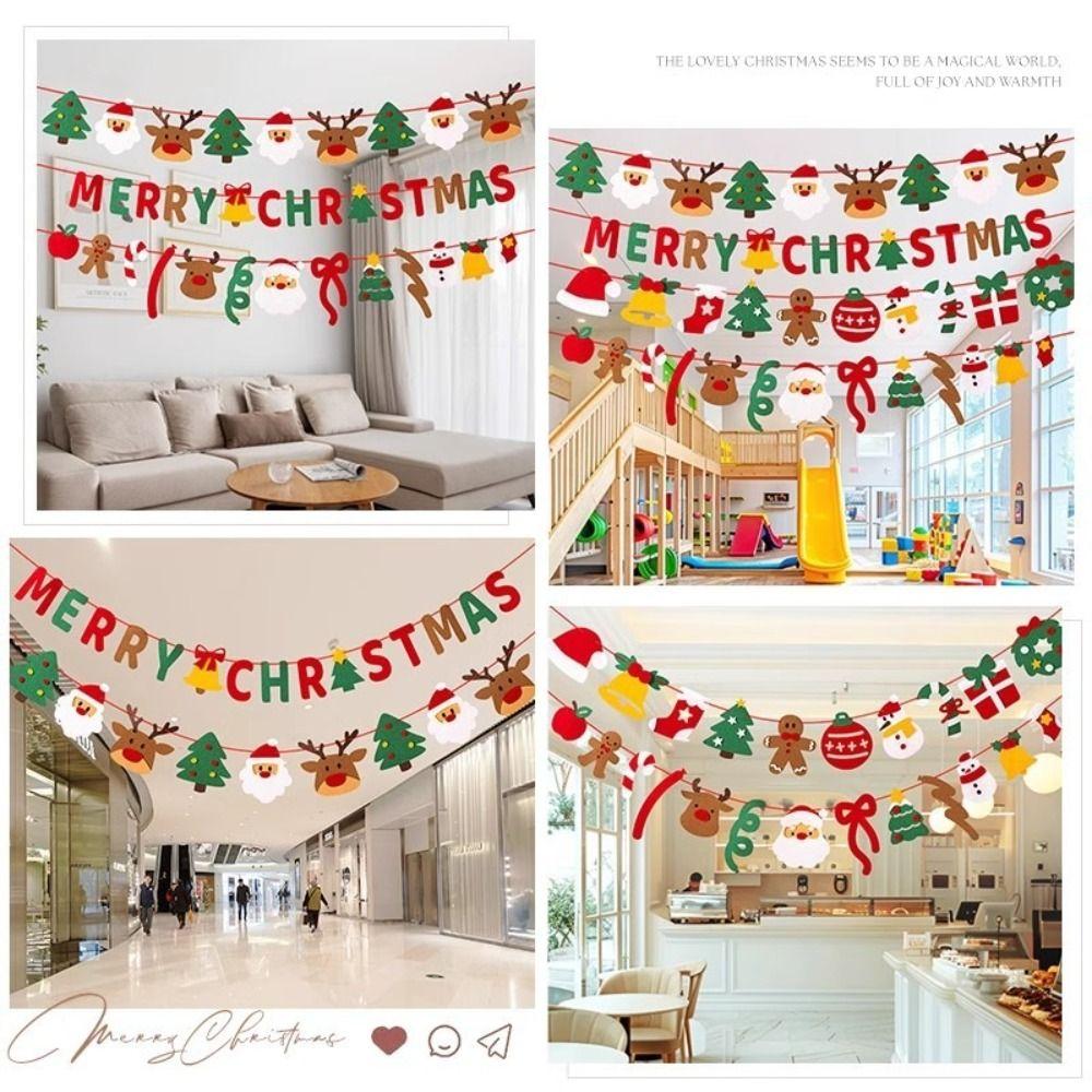 Festive Garland Merry Christmas Decor Felt Material Garland Christmas Ornaments  Christmas Party