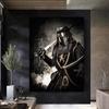 Black and Gold Samurai Medieval Warrior In Armor Figure Canvas Wall Art Paintings Printed Modern Classic Retro Luxury Artwork Posters Home Decorations