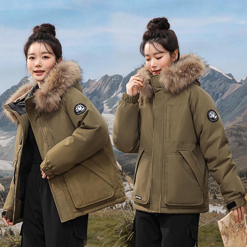 Short Padded Clothes Women's Winter New Hooded Large Fur Collar Thickened Short Women's Jacket Padded Jacket