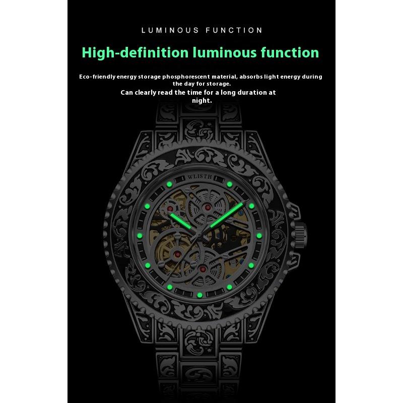 Топ Бренд Горячая Распродажа Новая Мода Светящиеся Мужские Автоматические Механические Часы Трендовые Ретро Мужские Наручные Часы