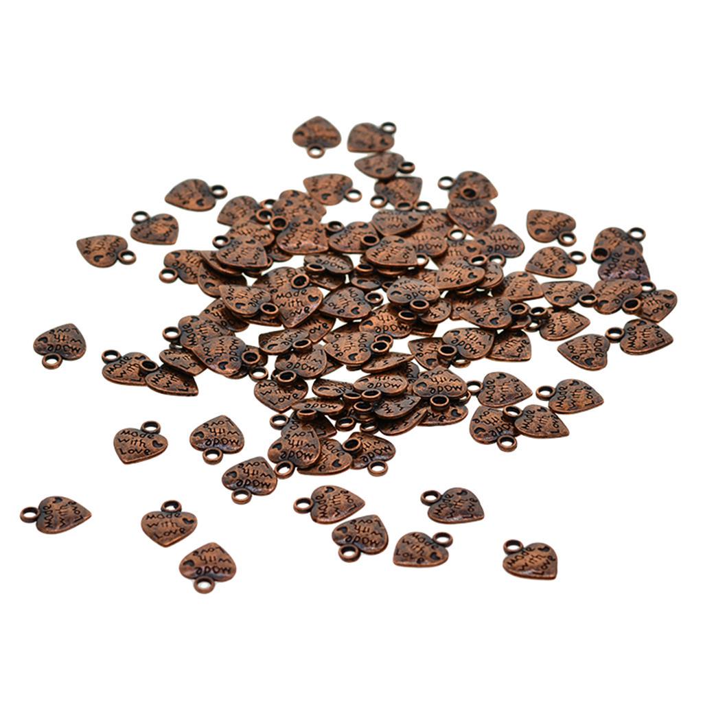 100 шт. СДЕЛАНО С ЛЮБОВЬЮ Подвески в форме сердца для изготовления ювелирных изделий своими руками