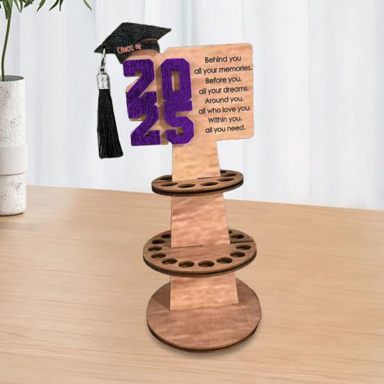 Graduation Wooden Money Holder Tower Double Layers Cash Storage Rack Class of 2025 Graduates Money Gift Grad Party Desktop Decoration