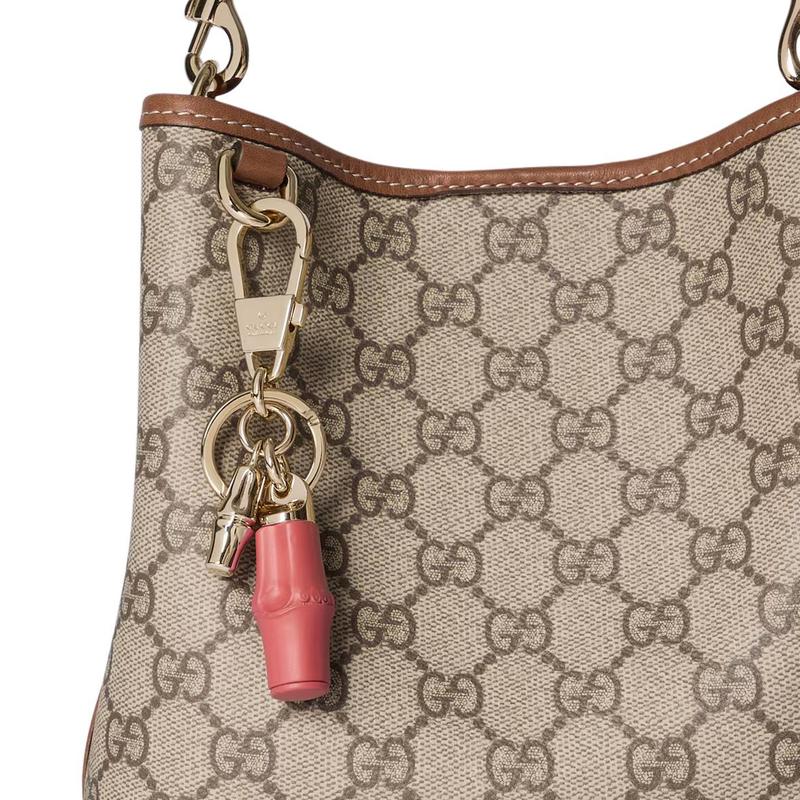 Gucci Бамбук 1947 Фурнитура Золотой Блестящая Бамбуковая Деталь Шарм Застежка-крючок Металл Сумка Периферия Мини Женский Фиолетовый Фиолетово-красный
