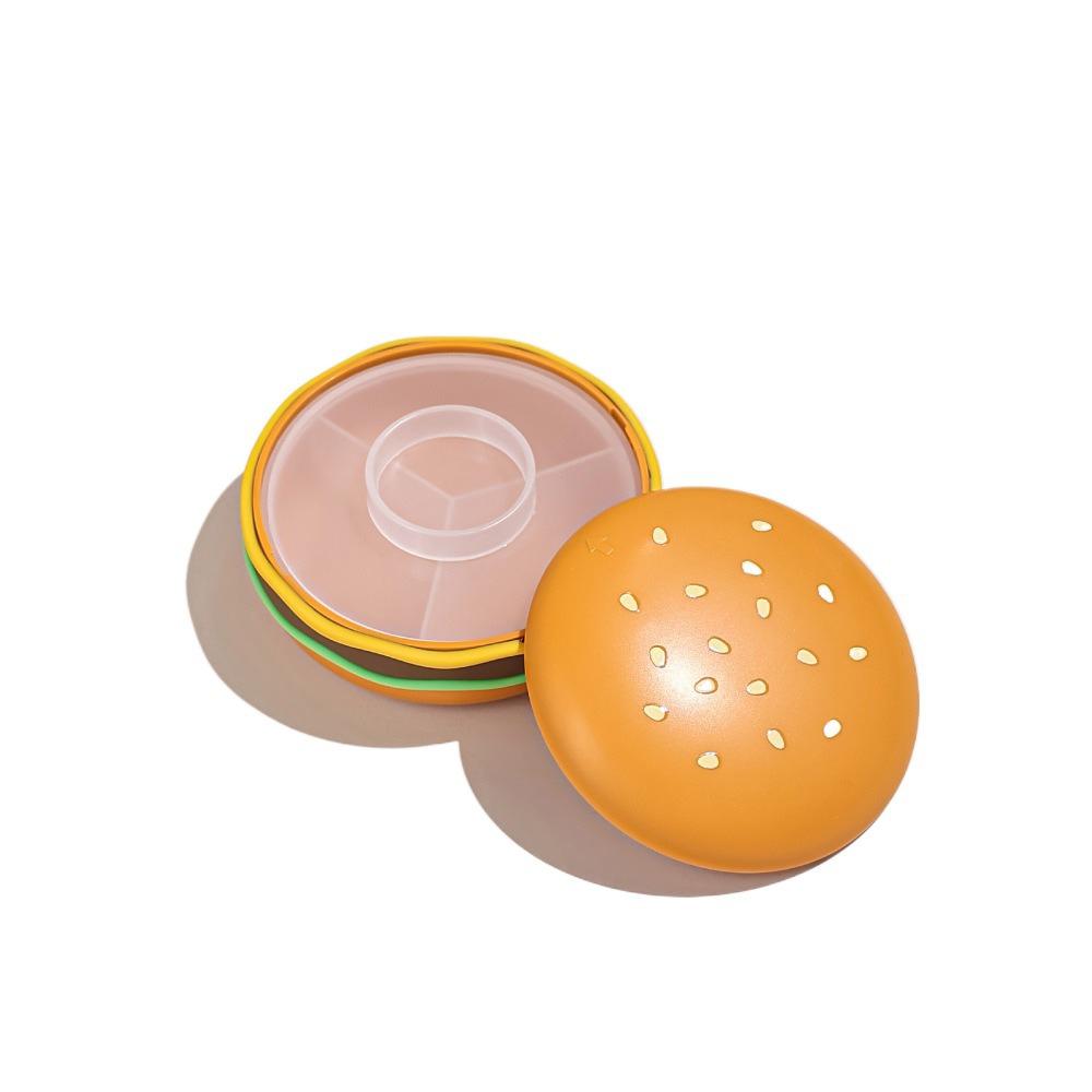 2/3/6 Grid Hamburger Pill Box Sealed Mini Hamburger Storage Case  Elderly