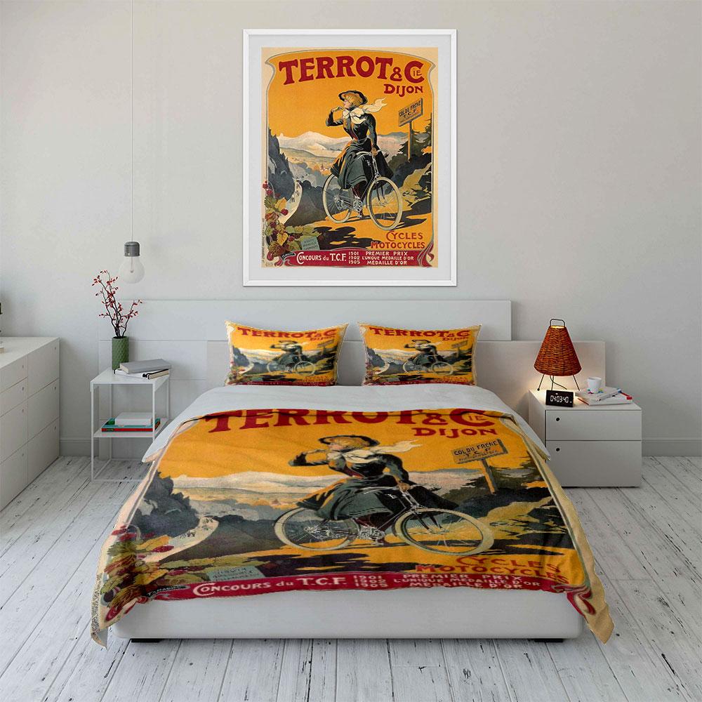Cyclist with scenic background. Bedding sets Duvet cover sets Duvet covers Pillowcases(1*Duvet Cover 2*Pillowcases without duvet insert)