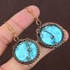 Natural Blue Cameo Face Gemstone Handmade Copper Wire Wrap Earring 2.28 P1f51