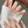 Elegant Nude French Drill Nail Art Patches - Handmade High-End Wedding Wearable Pieces