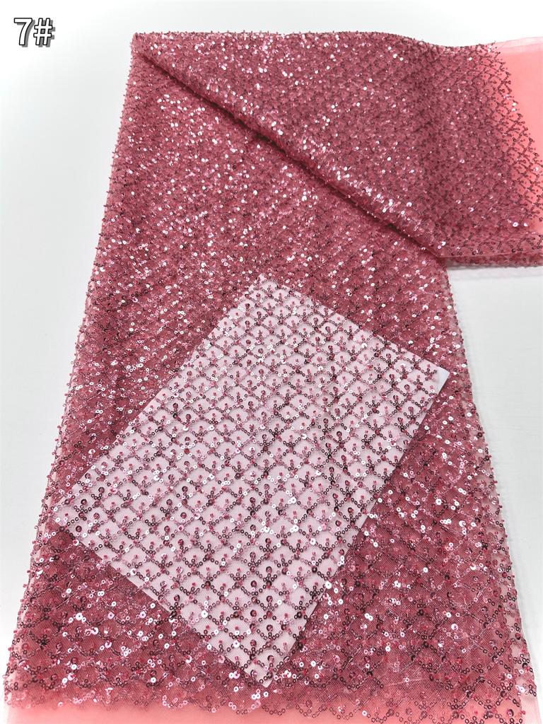 Небесно-голубое африканское кружево с пайетками 2025 Высококачественное кружево Вышивка Нигерийская сетка Ткань с бусинами Французское для свадебного платья