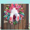 Easter Bunny Decorative Flower Wreath Outdoor Courtyard Hanging Wall Holiday Theme Prop
