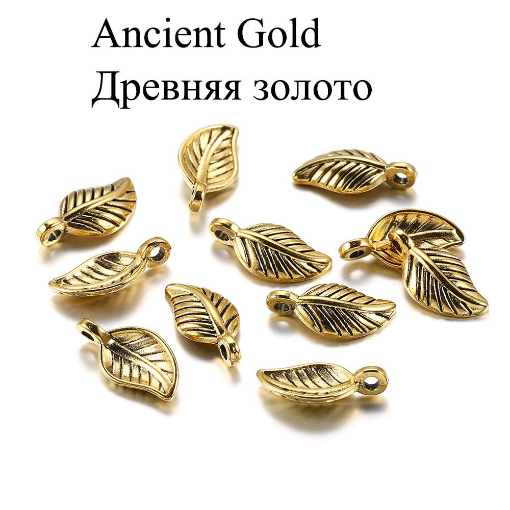 60 шт./упак. 15x7 мм металлические маленькие подвески в форме листа для самостоятельного изготовления ювелирных изделий, аксессуары, принадлежности, браслеты, ожерелья
