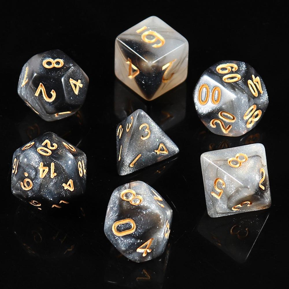 7PCS/Set Digital Acrylic Dice Polyhedral Mixed Color Dice Pearlescent Dice  for RPG DnD
