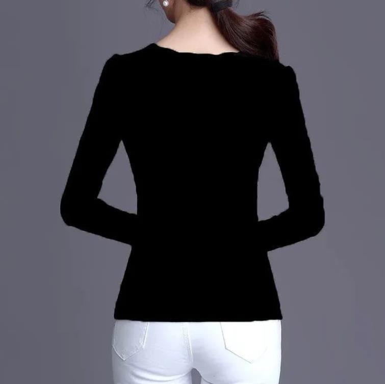 Осенне-зимняя женская нижняя рубашка, черная кружевная футболка с длинными рукавами, внутренний топ больших размеров