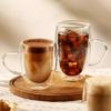 High-Temperature Resistant Double-Layer Glass Cup with Handle for Tea, Milk & Coffee