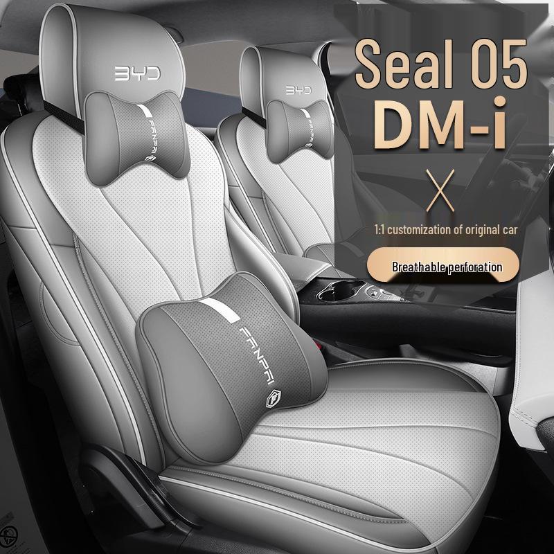 Всесезонные автомобильные чехлы-подушки из натуральной кожи для BYD Seal 05DM-i - Универсальная посадка на пять сидений
