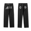 Mens Y2K Harajuku Hip Hop Dog Print Loose Fit Straight Jeans Fall Casual Wear
