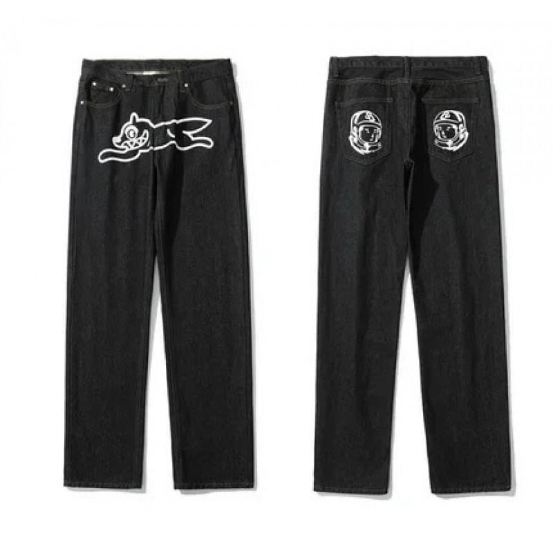 Mens Y2K Harajuku Hip Hop Dog Print Loose Fit Straight Jeans Fall Casual Wear