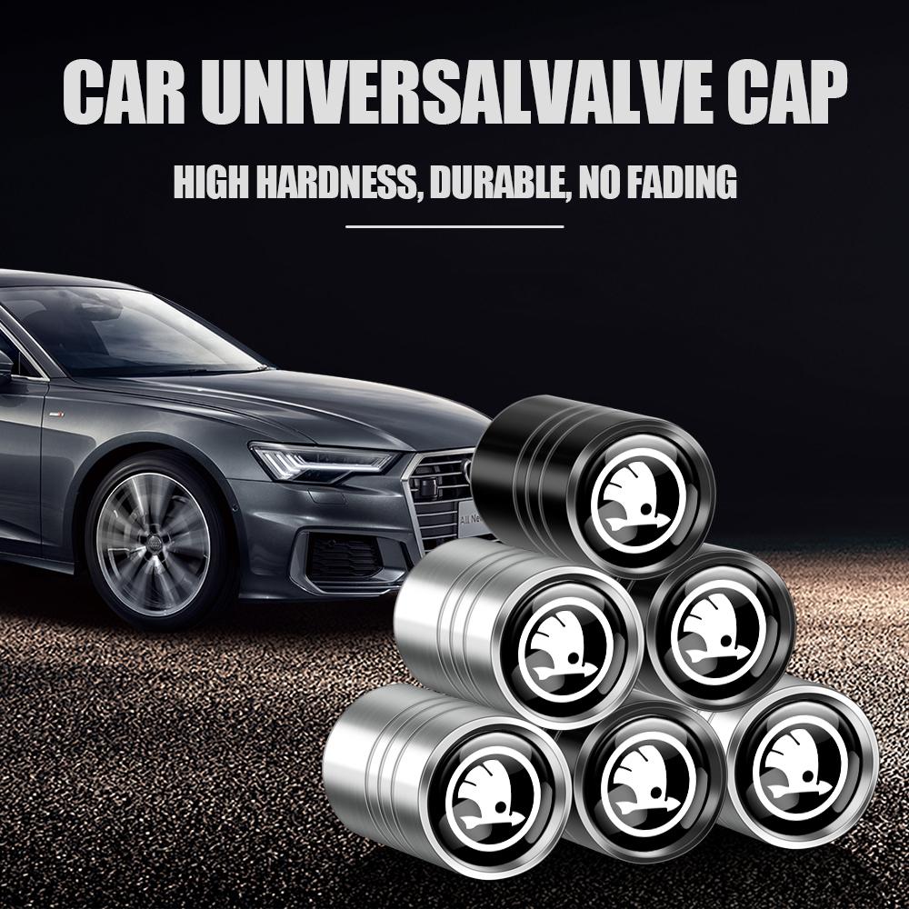 JBIW9 Car Wheel Tire Valve Caps Tyre Valve Stem Covers for Skoda Rapid Fabia Octavia Roomster Yeti Superb Citigo RS Felicia VRS Scala