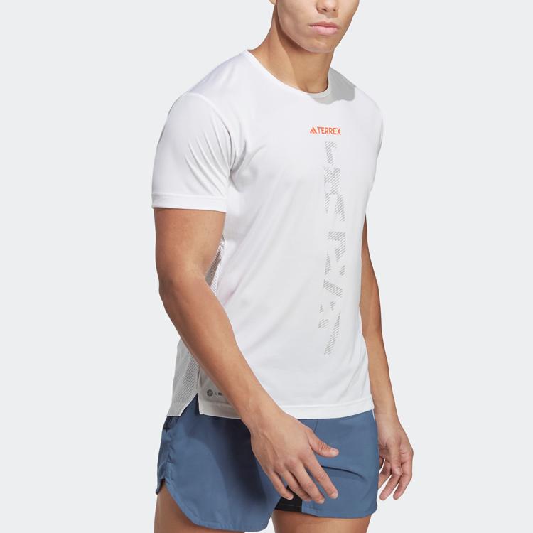 Adidas Мужская футболка для бега по трейлрангу Agravic с принтом алфавита, белая HT9442