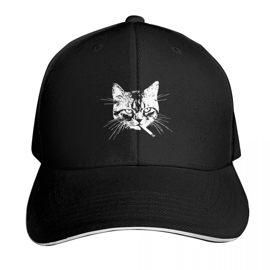 Tabby Cat Smoking Baseball Cap Golf Custom Cap GentleUnisex Hat black For Women Unisexs