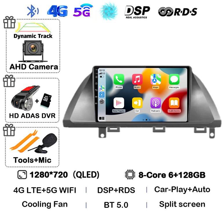 Android 14 Автомобильный Carplay для Honda Odyssey 2005 - 2010 Экран Автомагнитола Стерео GPS Навигация Мультимедийный Видеоплеер WIFI 4G DSP