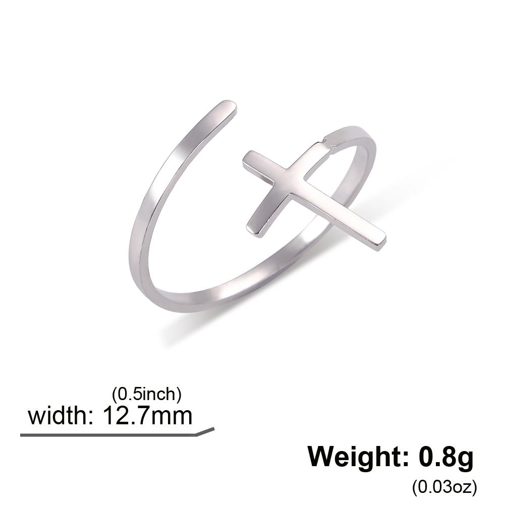 Cazador Christian Cross Open Rings for Women Stainless Steel Christian Jewelry Adjustable Finger Rings Birthday Valentine Gift