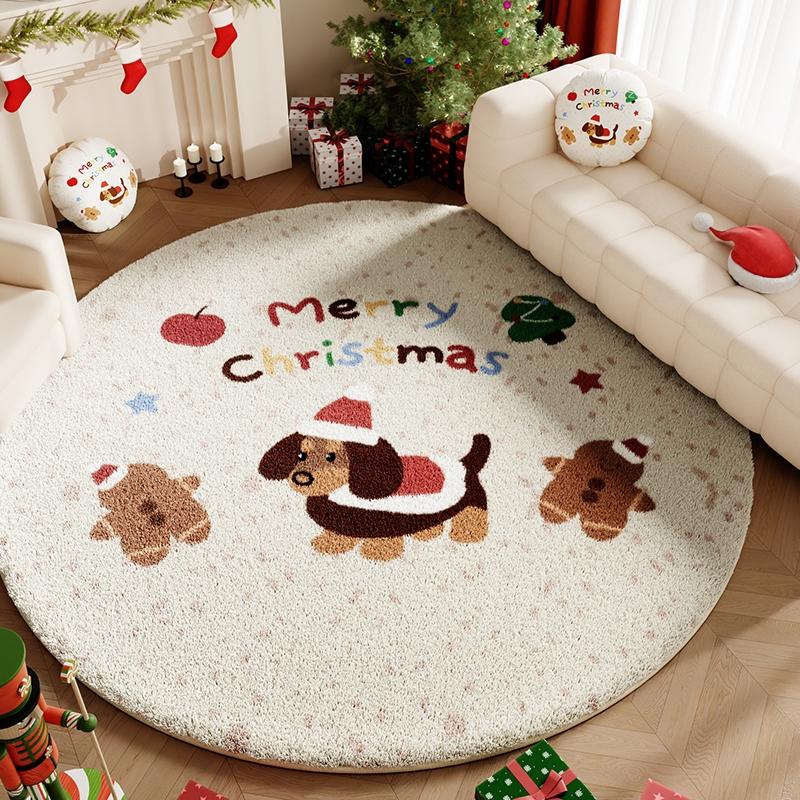 Christmas Bedroom Decor Red Carpet Round Carpets for Living Room Fluffy Soft Lounge Washable Floor Mat Thick Plush Cloakroom Rug