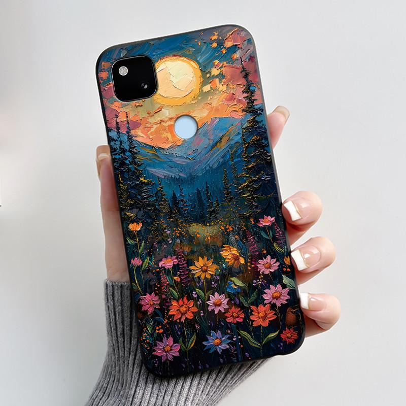 Для Google Pixel 4a 4G Чехол Роскошный Милый Кролик с Сердечками Забавный Мягкий Черный Матовый ТПУ Силиконовый Задний Защитный Чехол Тонкий