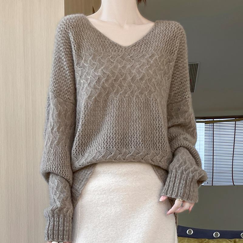 Женский кашемировый свитер Qinghe Cashmere 30% кашемир 70% шерсть Осень и зима Кашемировый пуловер Ручная работа Мягкий и теплый