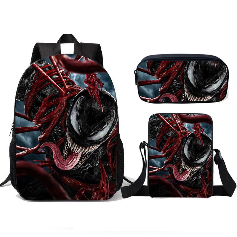 Школьный рюкзак, сумка для ланча, пенал Venom для детей, набор из трех предметов для детей