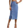 Womens Casual Bodycon Denim Skirt Ladies Side Single Breasted Hip Pencil Jean Skirts Female High Waist Dress