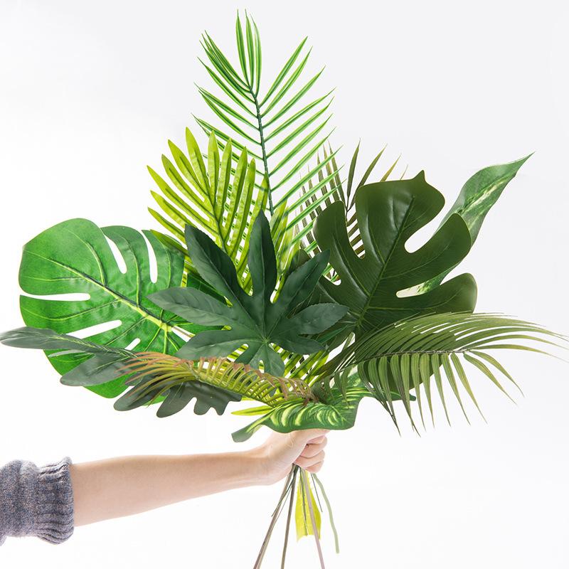 Modern Creative Vase Flower with Turtle Leaf Sample Artificial Green Plant Soft Decorations Durable Plastic Material