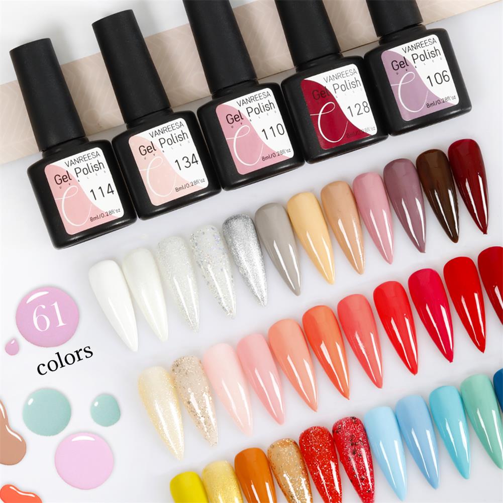VANREESA Набор гель-лаков для ногтей с лампой для сушки ногтей мощностью 36 Вт, 6 шт., замачиваемый УФ-светодиодный полупостоянный набор гелей для ногтей, набор инструментов для дизайна ногтей