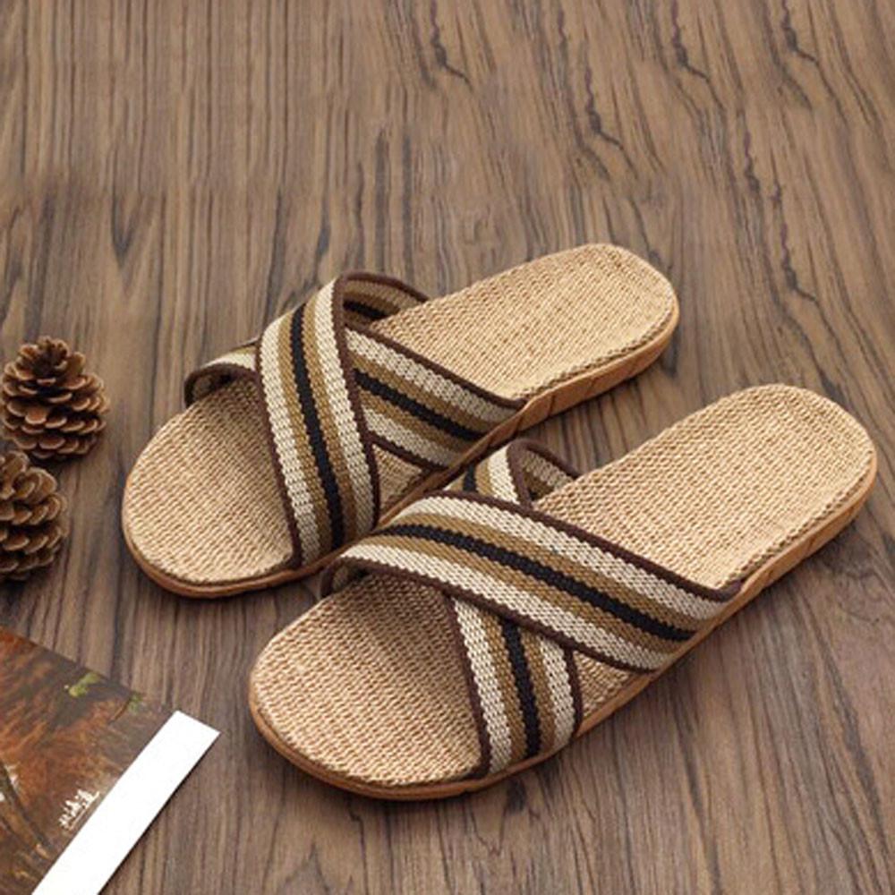 Женские теплые тапочки, размер 9, для женщин и мужчин, льняные домашние летние туфли с открытым носком, кожаные тапочки для женщин с эффектом памяти