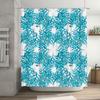 Blue Floral Shower Curtain SetWaterproof Fabric for Bathrooms Modern Design with White Background (201913)