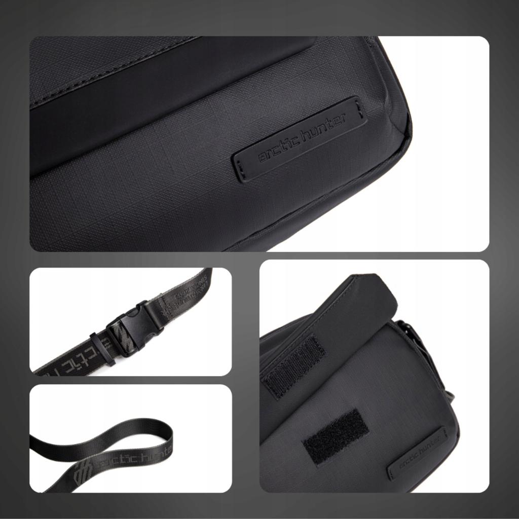 Torebka listonoszka czarna miejska elegancka wodoodporna na ramię stylowa damska męska 3 l arctic hunter yb00518black