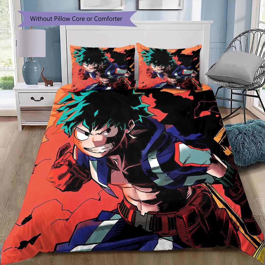 My Hero Academia Izuku Midoriya Bedding Set, 1 Duvet Cover & 2 Pillowcases, Cozy Bedroom, Great Gift for Anime Fans