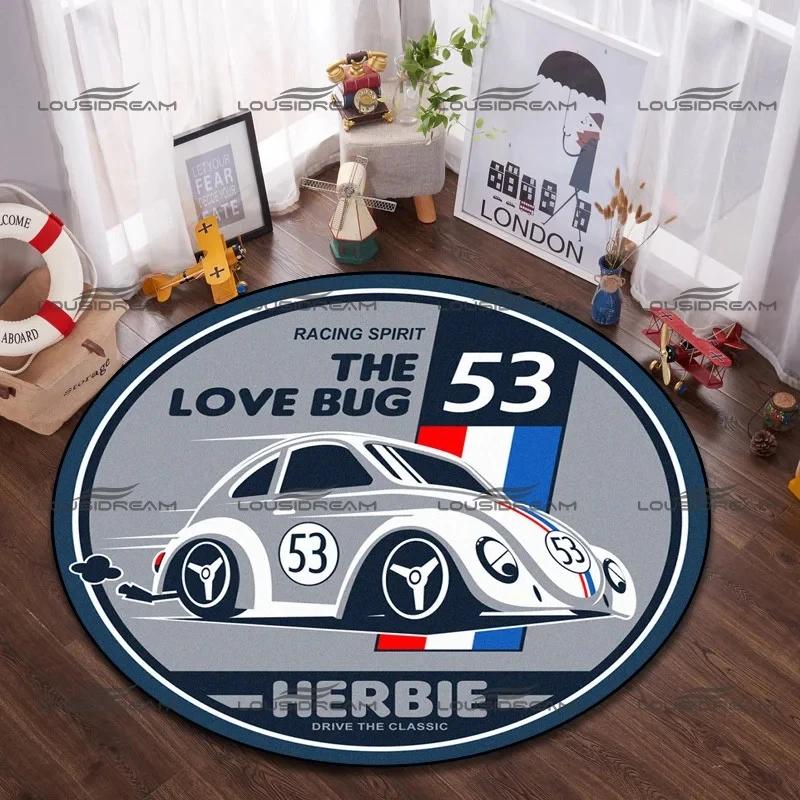 Круглый Фланелевый Коврик для Машины Herbie Beetle Нет. 53 Декоративных коврика для автомобиля Современный домашний ковер для гостиной Напольные коврики Декор ковра для спальни