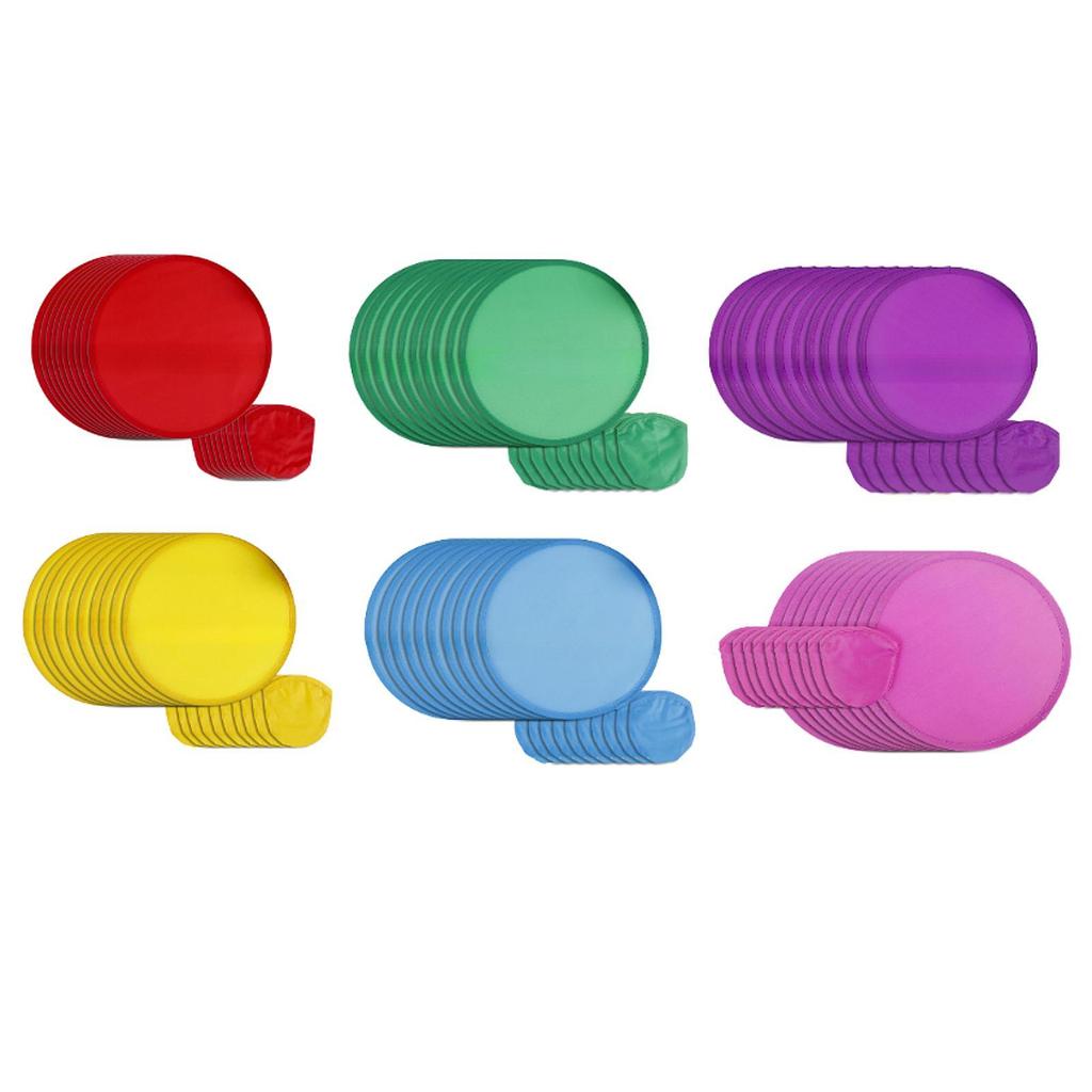 10 шт. Складной веер Портативный ручной Классический Полиэстер Летающая тарелка Круглый веер для DIY Активный отдых, Реклама, Выступления